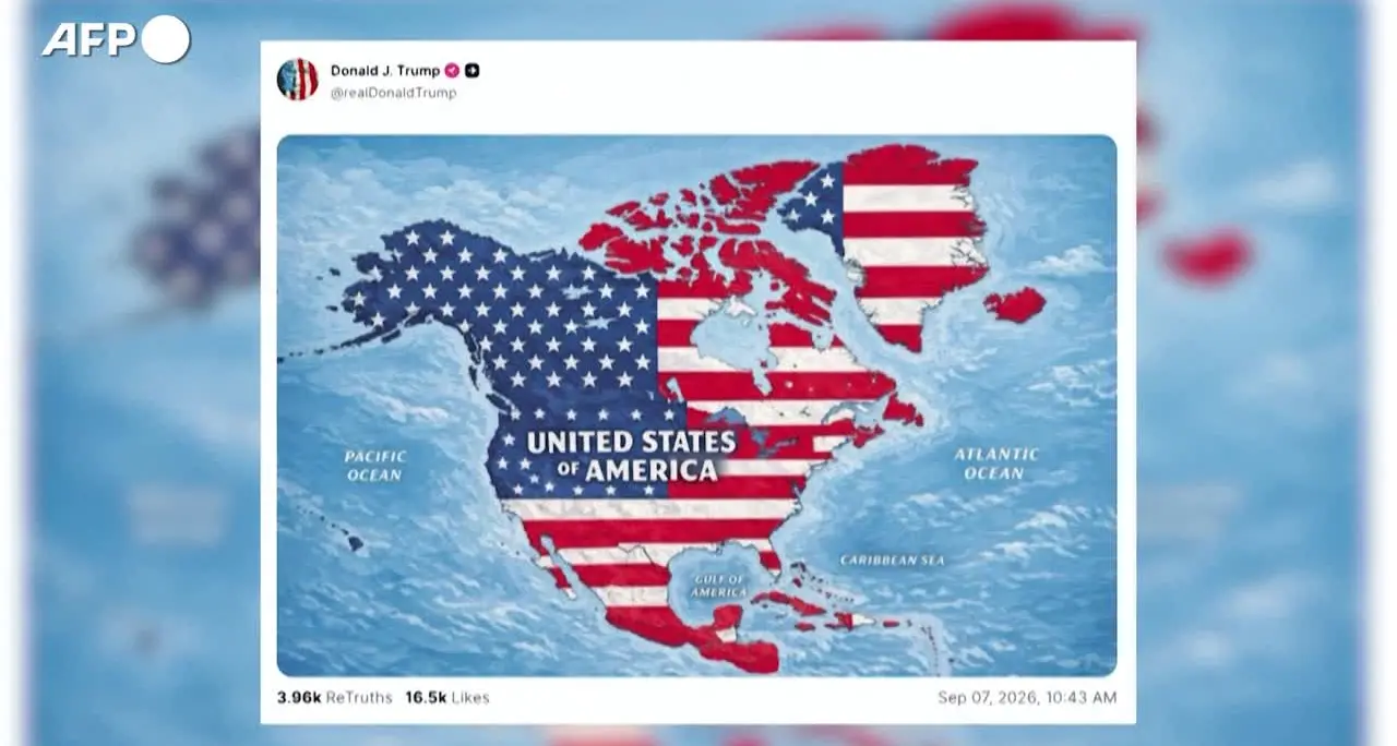 Trump pubblica un'immagine con la bandiera Usa su Messico, Cuba, Canada e Groenlandia