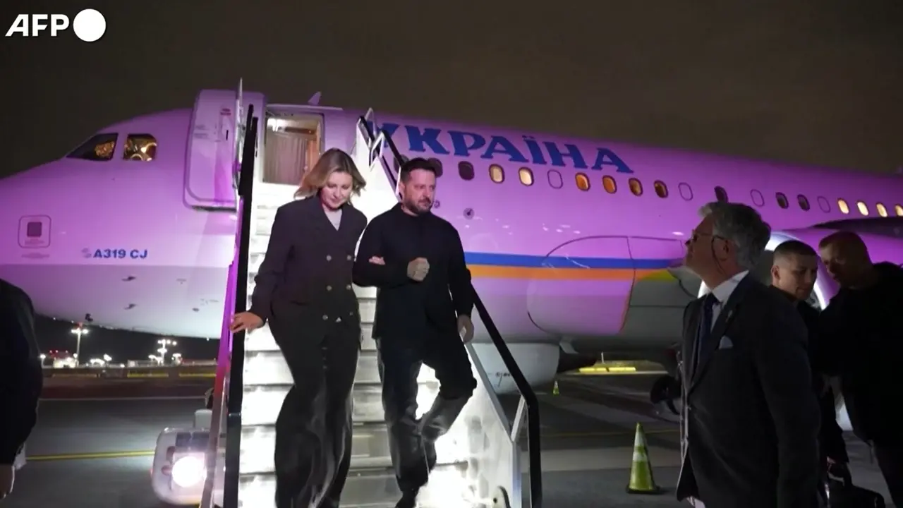 Zelensky arriva a New York per l' Assemblea generale dell'Onu