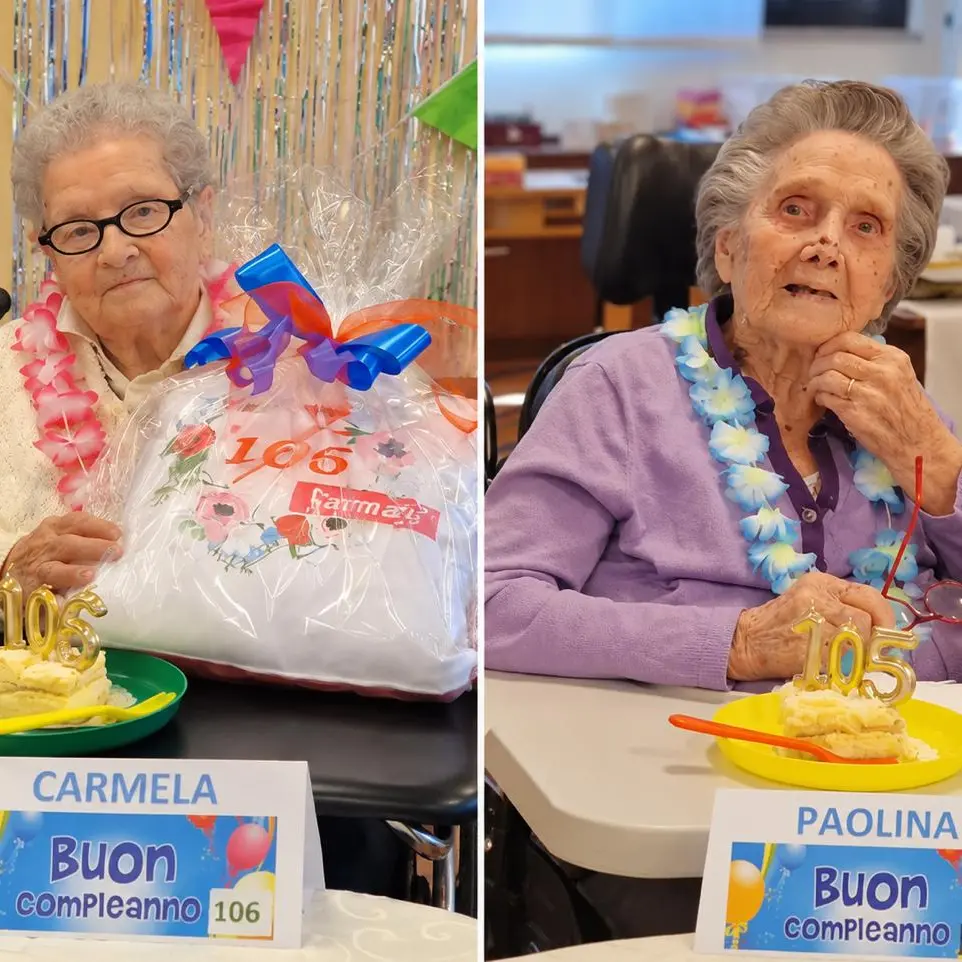 Rovereto, festa alla Sacra Famiglia: Paolina compie 106 anni, Carmela ne festeggia 105