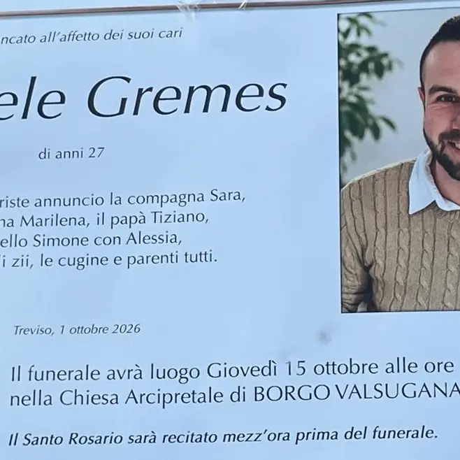 Daniele Gremes, fissati i funerali del 27enne morto sul lavoro: giovedì l'ultimo saluto a Borgo