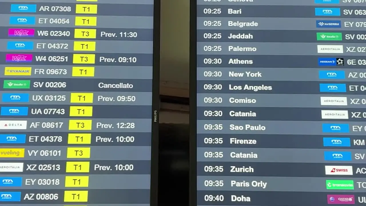 Guasto al traffico aereo, ritardi e cancellazioni a Fiumicino