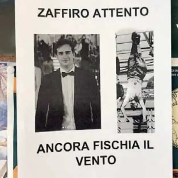 Università, volantino con Mussolini a testa in giù accanto alla foto di un candidato di Azione universitaria