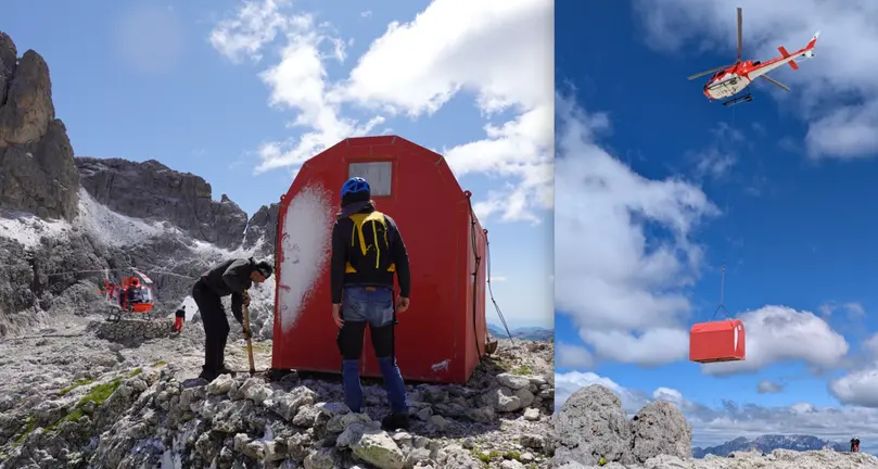 Pale di San Martino, il bivacco Renato Reali si sposta (in volo) di 65 metri