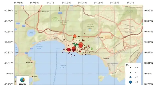 Campi Flegrei, Ingv: dalle 19:51 di ieri circa 150 i terremoti