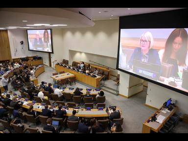 Aula di tribunale internazionale, magistrato britannico durante procedimento disciplinare, simboli giudiziari