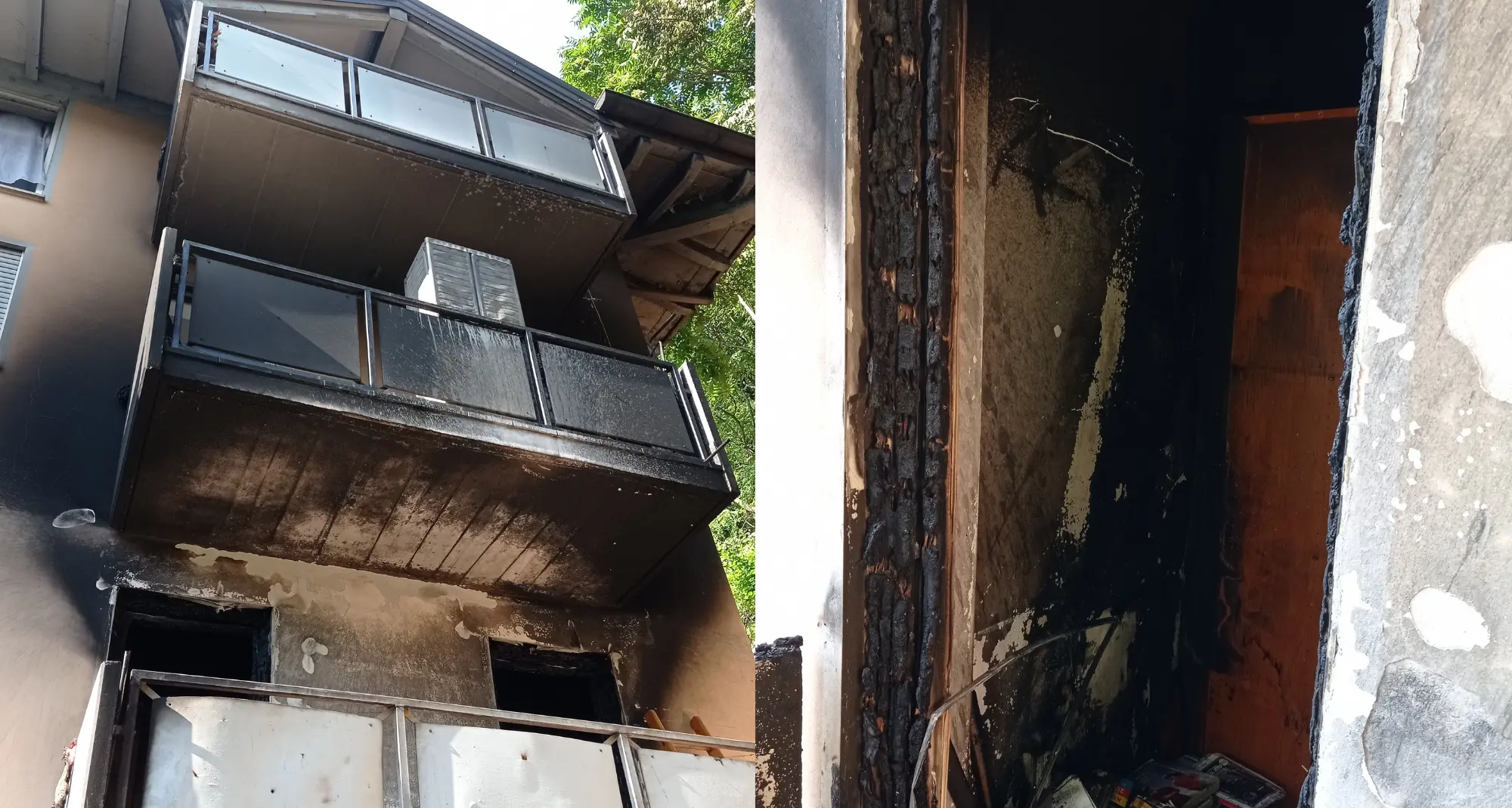 Una palazzina di Mattarello avvolta dalle fiamme: sfitta e disabitata, nessun ferito