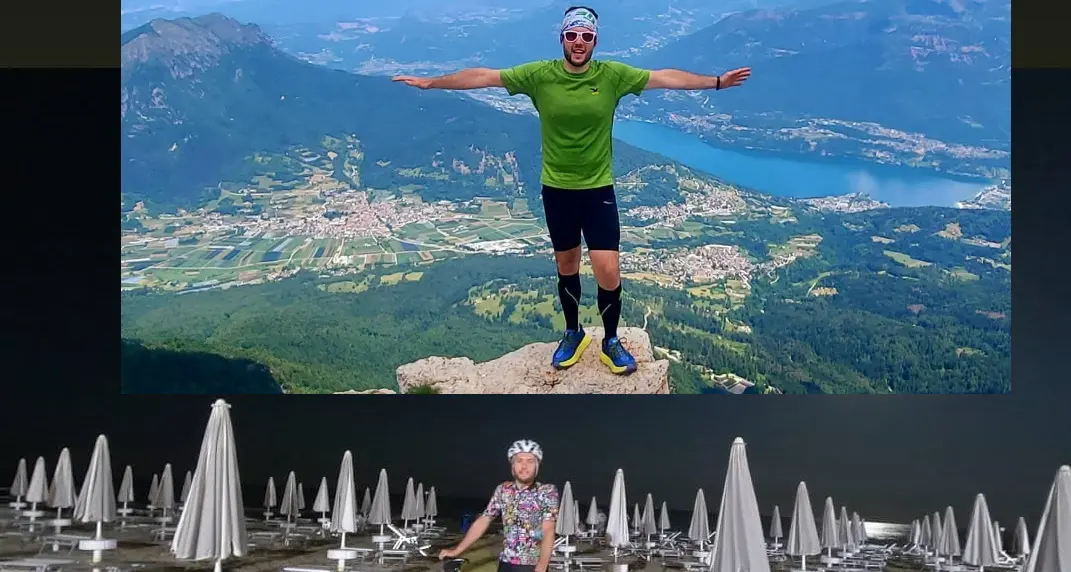 «From Jesolo to Vigolana», l’impresa di due amici trentini: in bici dalla spiaggia, poi di corsa sulla cima, tutto in una notte