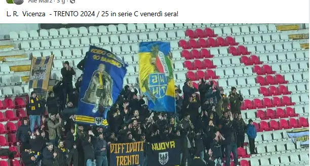 Scontri e fumogeni, il Questore blocca col Daspo due ultras della «Nuova Guardia» del Trento per 3 e 5 anni
