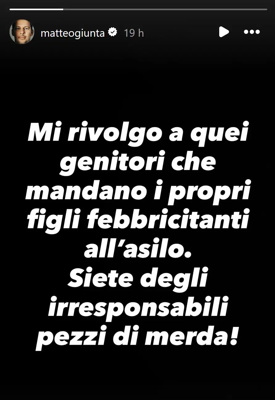 Matteo Giunta sbotta con chi porta i figli con la febbre all’asilo: «Pezzi di m...»