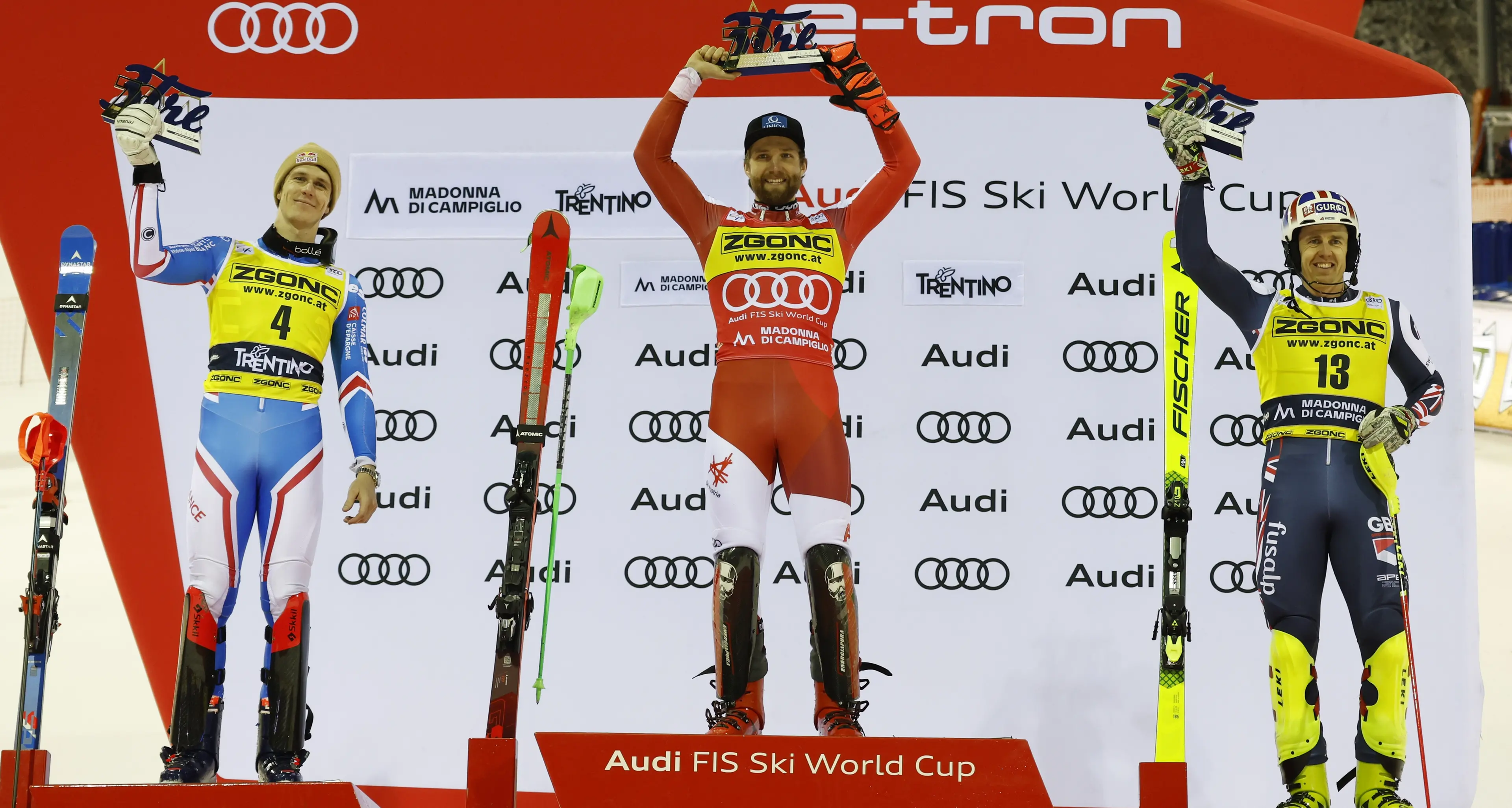 Campiglio, nella 3Tre azzurri a picco, vince l'austriaco Marco Schwarz con una strepitosa rimonta