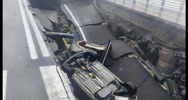 Maltempo: viola divieto e con auto precipita in voragine nel Messinese