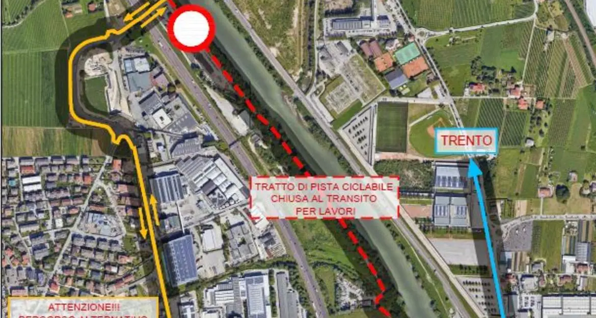 Chiusura della ciclopedonale in destra Adige: lavori fino a ottobre
