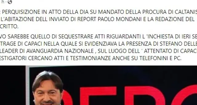 Falcone: Ranucci, perquisizioni Dia a Report e a Mondani
