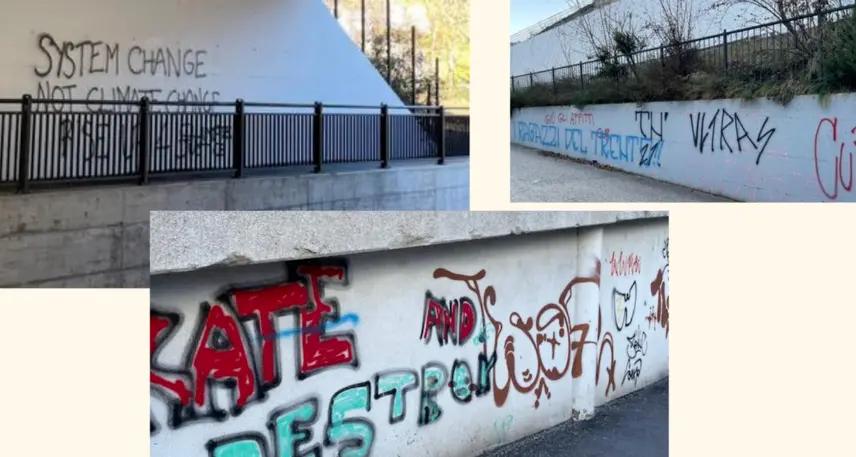Il Comune ripulisce, di notte i «writer» imbrattano: la battaglia dello spray sui muri di Trento (non è facile, dice Ianeselli)