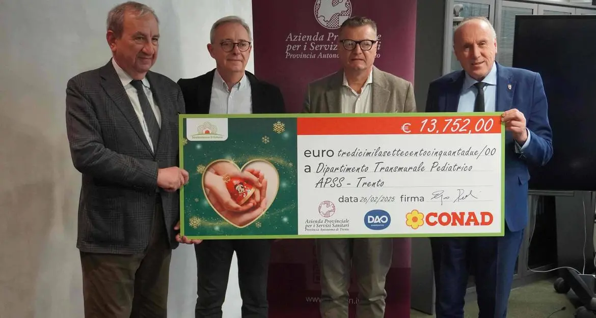 Donati oltre 13mila euro al Dipartimento pediatrico di Apss