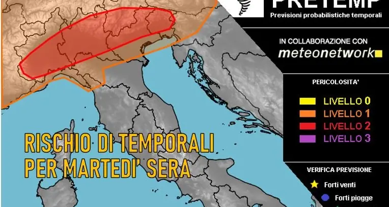 Questa sera forti temporali, alta probabilità di grandine sul Trentino, poi crollo di temperature