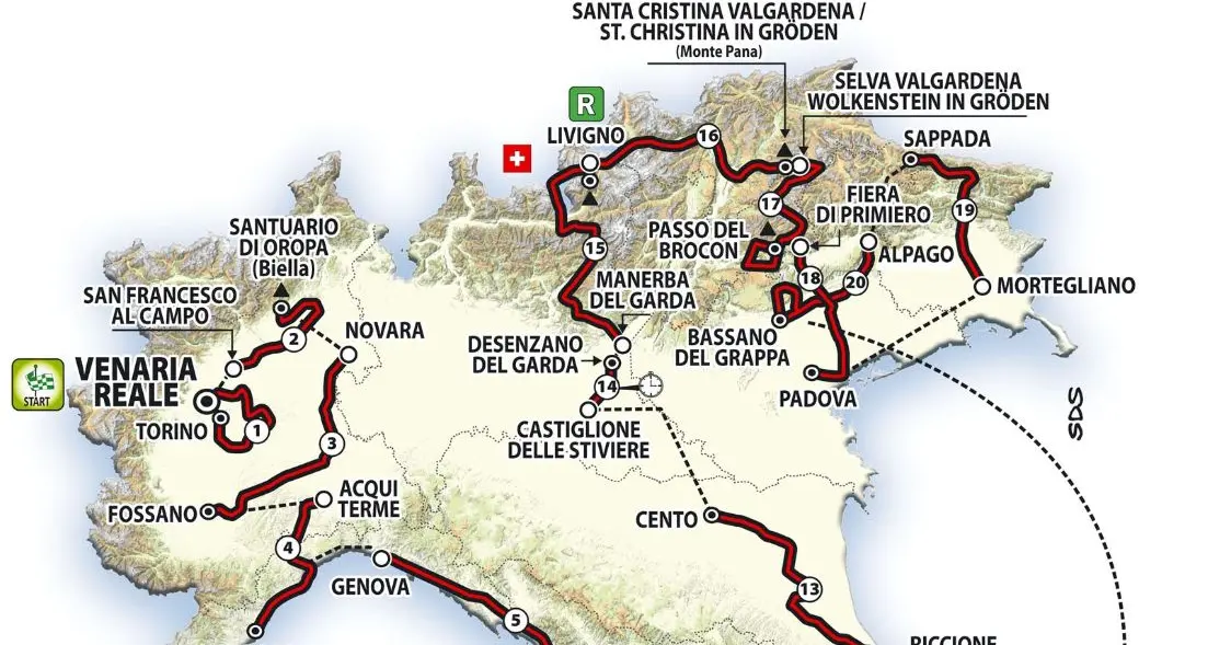 Giro d’Italia, svelata l’edizione 2024: due tappe in Trentino, con quattro passi dalla Gardena al passo del Brocon