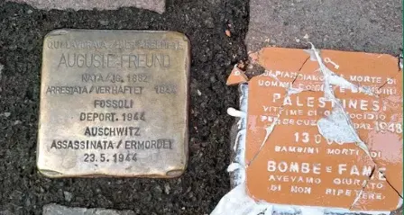 Bolzano: pietra d'inciampo pro-Palestina davanti alla sede dell'agenzia Ansa