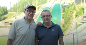 Il ministro Giorgetti a Predazzo visita i trampolini per le Olimpiadi: «Qui rispettati i tempi»