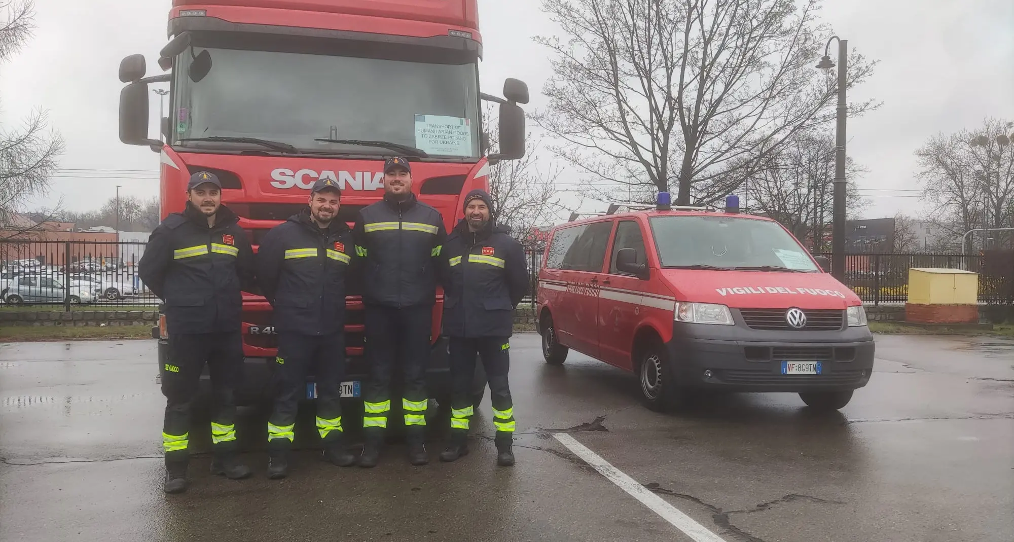 I Vigili del fuoco di Rovereto in Polonia con gli aiuti: missione compiuta
