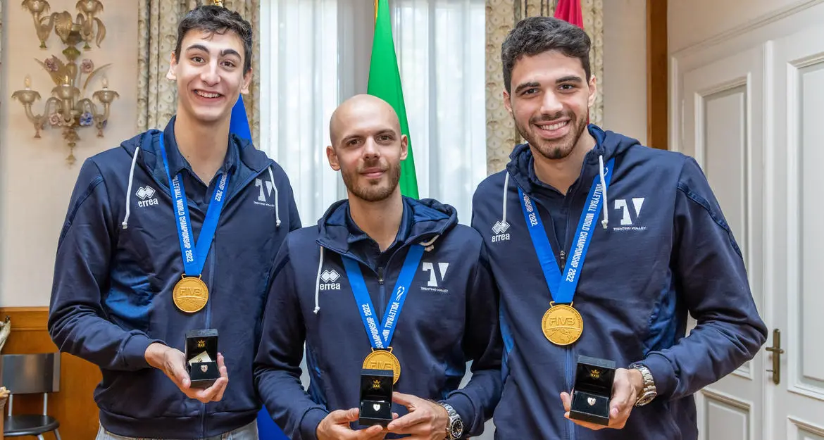Aquila di San Venceslao ai campioni del mondo Lavia, Michieletto e Sbertoli