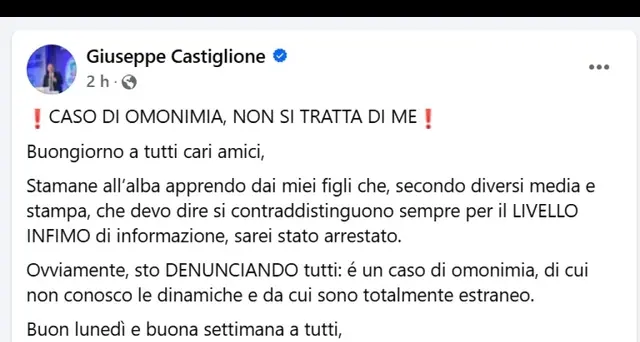 Voto di scambio: deputato Fi su Fb, non sono io,è un omonimo