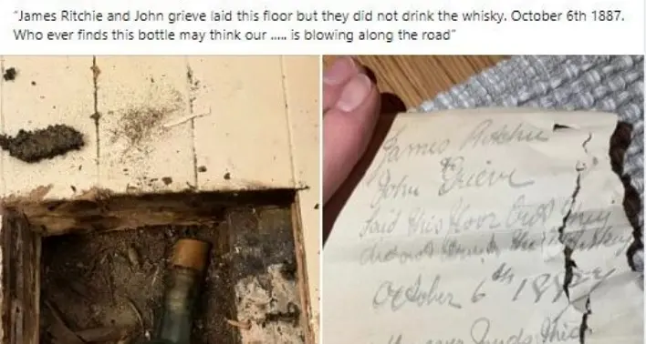 Trova una bottiglia di whisky con un messaggio di 135 anni fa nel pavimento