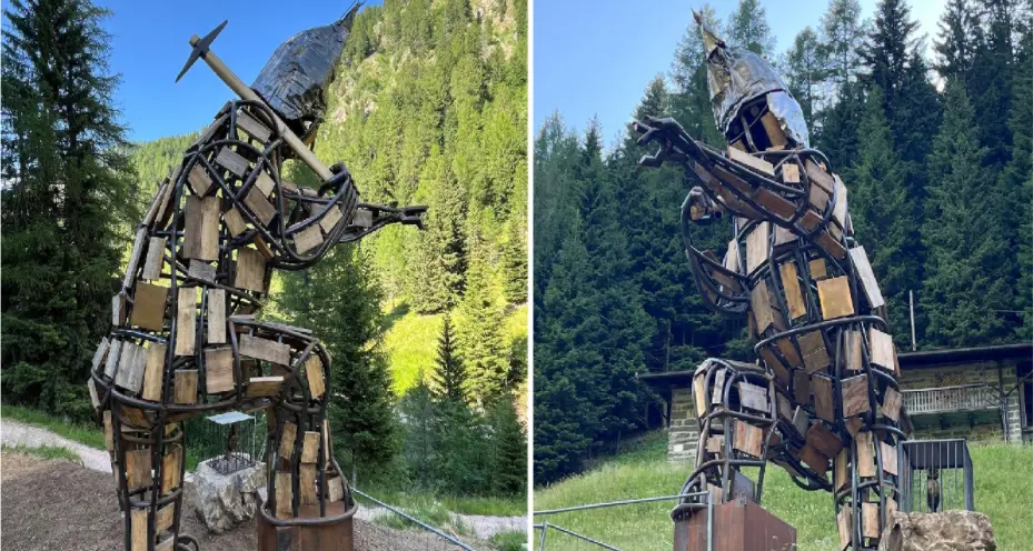 Un «minatore» alto sei metri sul Fersina: piovono critiche