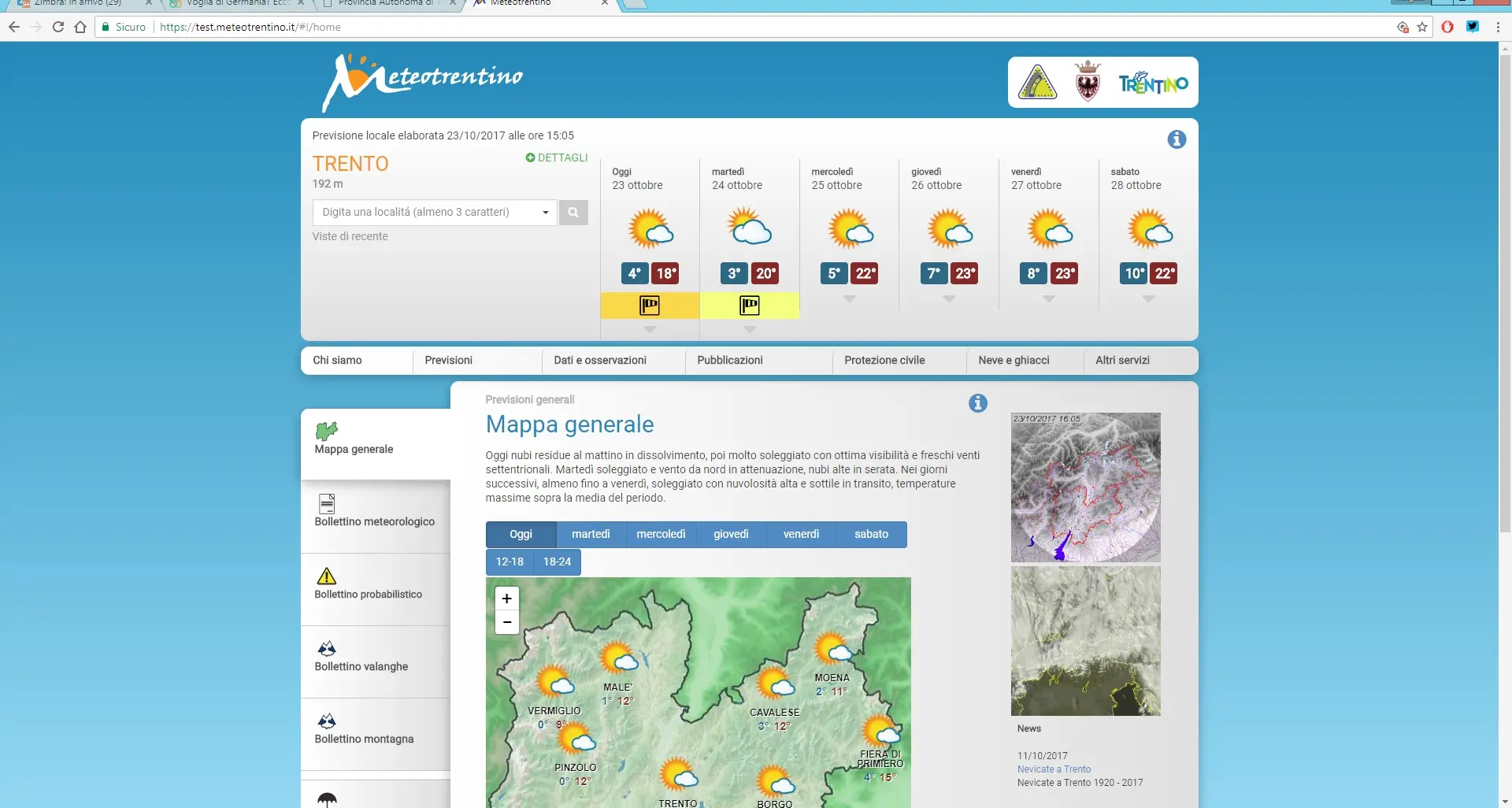 Il blackout e il «breakdown» di Trentino Digitale: da tre giorni non si vede la pagina internet di Meteotrentino