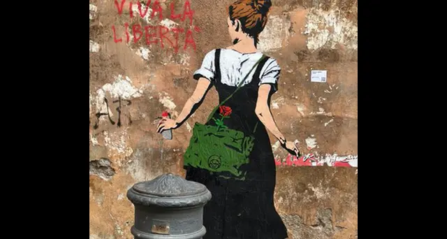 25 aprile: murale Tvboy a via Rasella per ricordare Liberazione