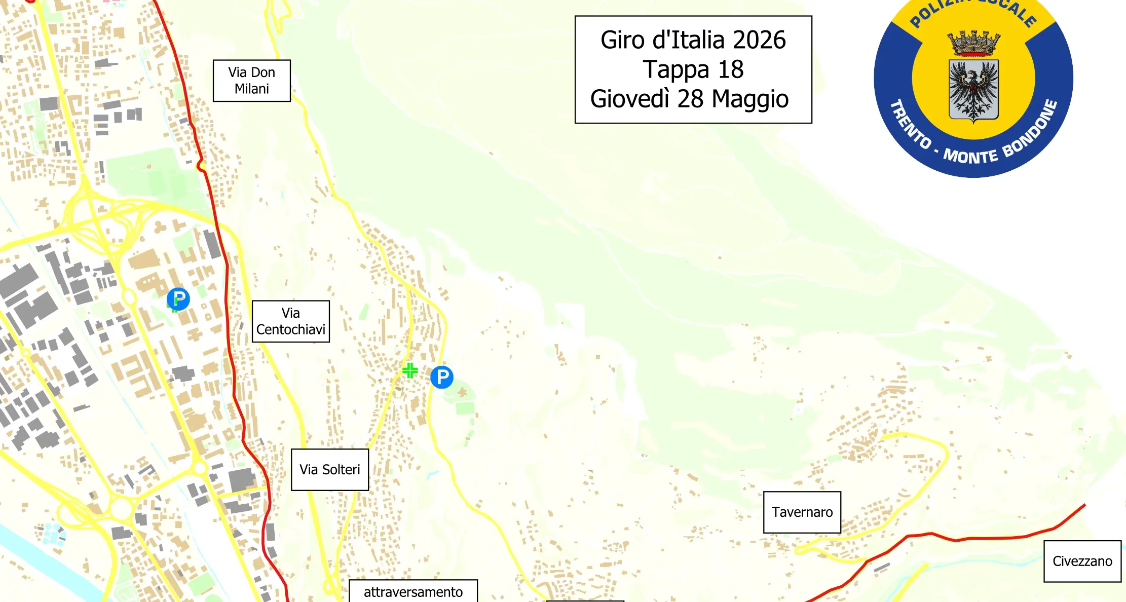 Oggi il Giro d’Italia arriva a Trento: ecco le strade chiuse, vie alternative, orari e divieti