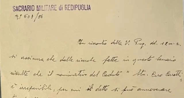 Grande Guerra: dopo 109 anni Tina trova resti del nonno, riposava a Oslavia