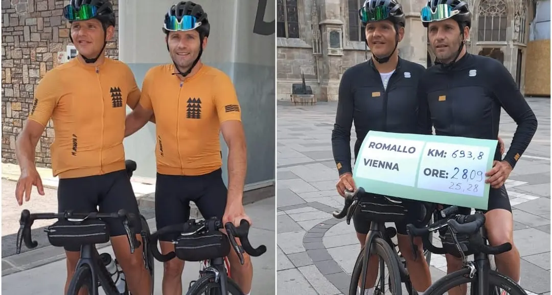 Da Romallo a Vienna in bicicletta, ma senza mai fermarsi, l'avventura di due fratelli in sella
