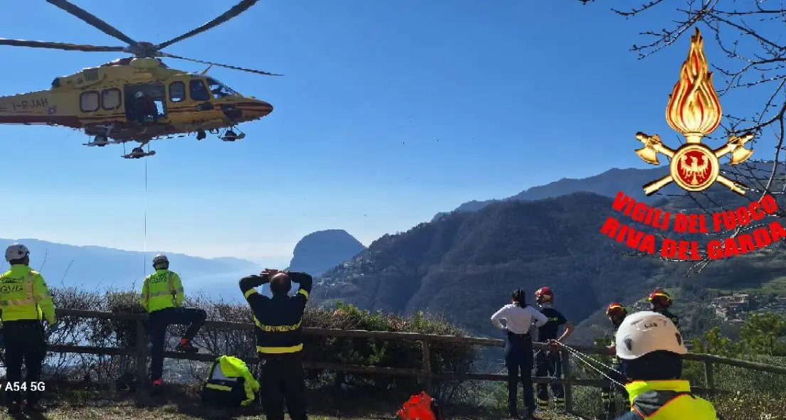 Vigili del Fuoco in azione a Tremosine: recuperato un escursionista caduto in zona impervia