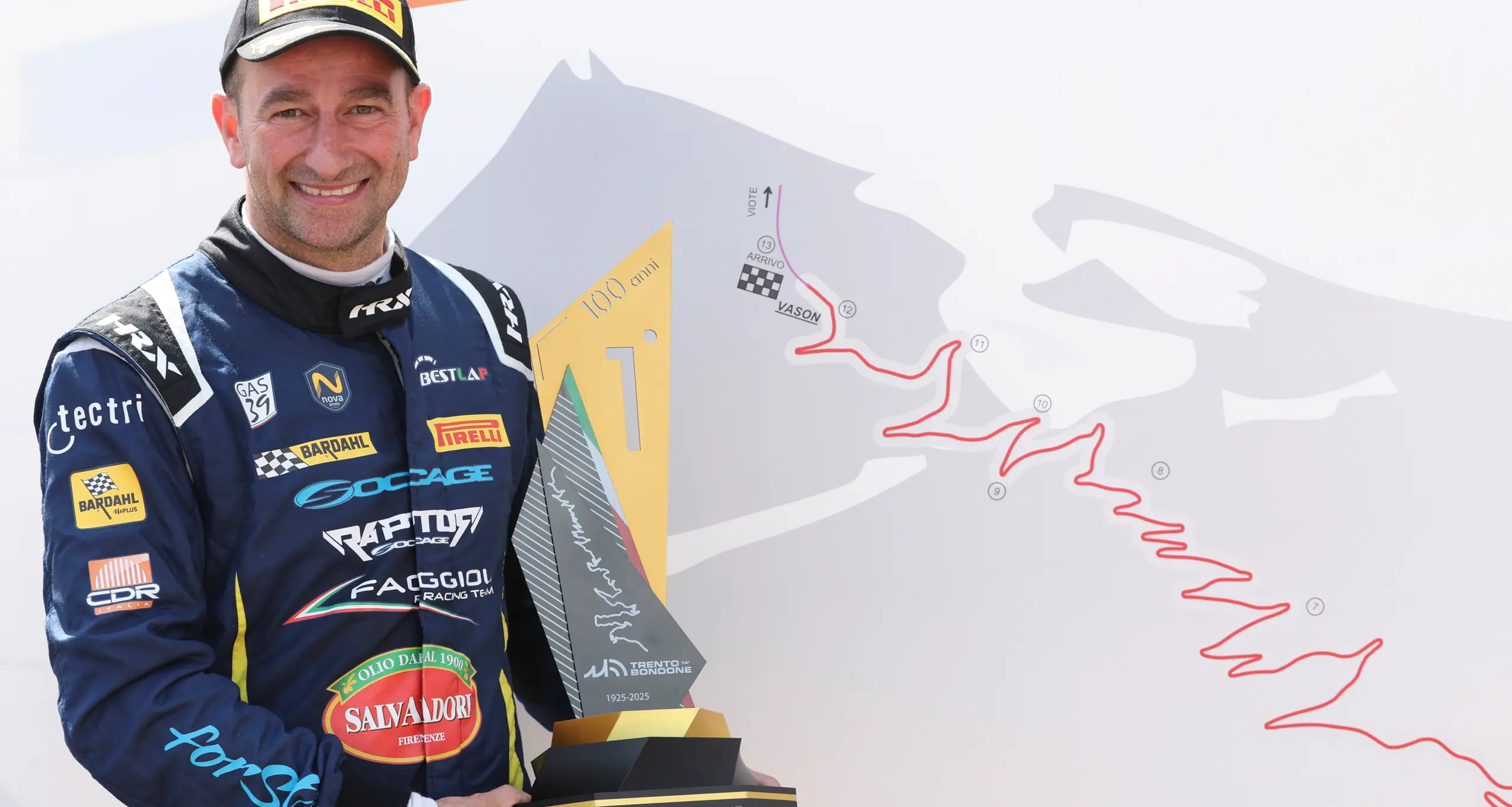 Simone Faggioli griffa la Trento-Bondone del centenario: sul podo Merli e Degasperi